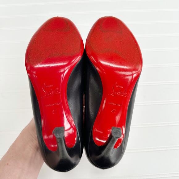Christian Louboutin Simple Black Nappa Leather Pumps 100 Round Toe Heels 37 - Picture 6 of 11
